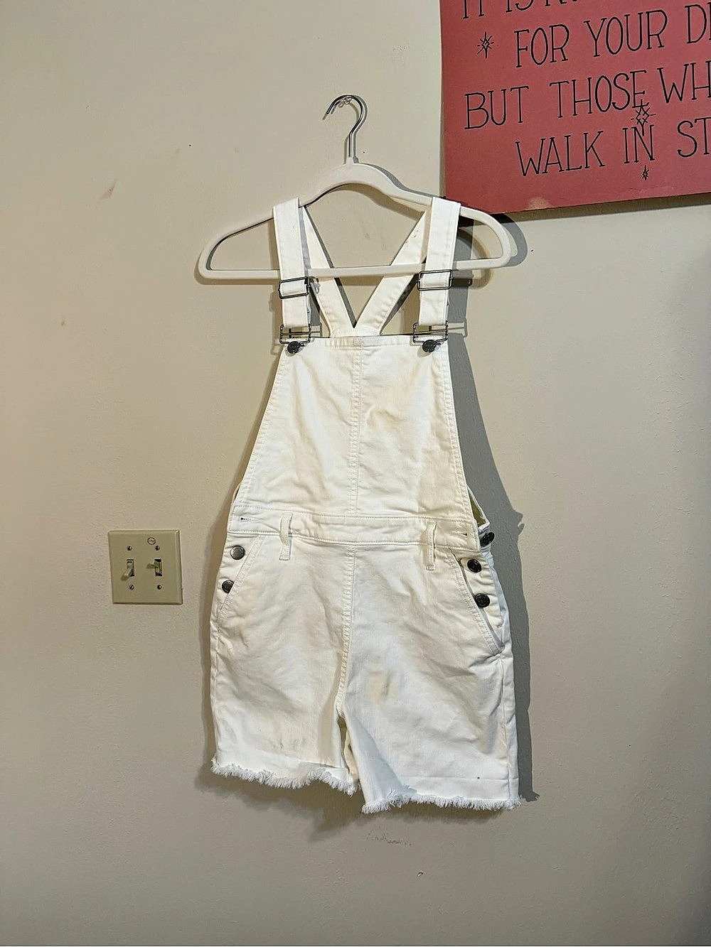 LOFT White Denim Overalls Size 2